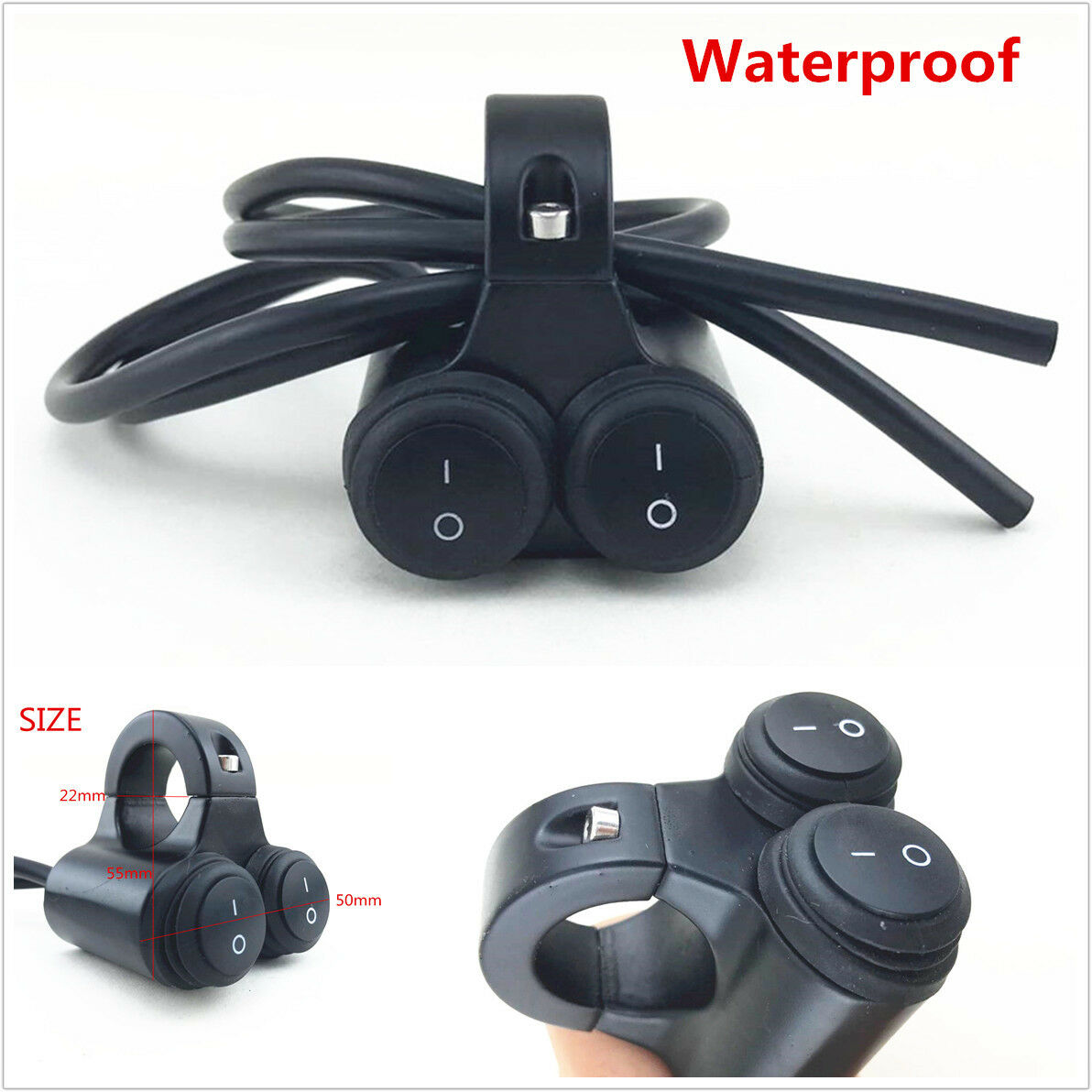 Waterproof 7/8''Motorcycle Handlebar H/L Beam Headlight Spot Light On Off Switch