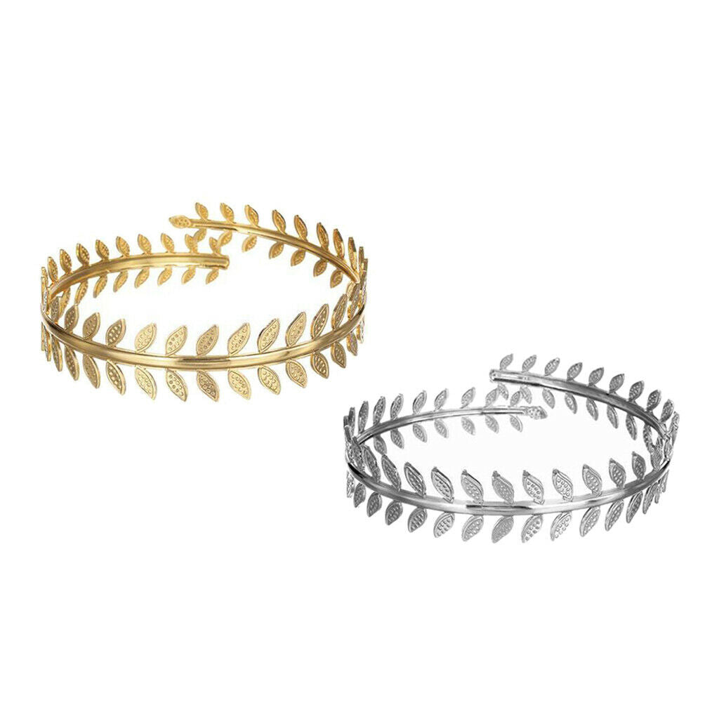 2 Pieces Laurel Leaf Upper Arm Band Bangle Bracelet Armband for Wedding Festival