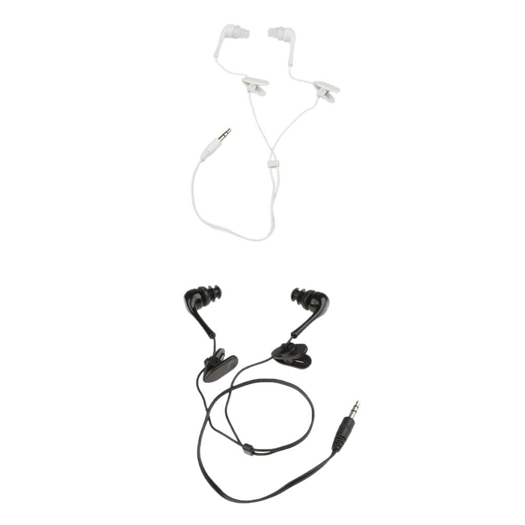 2Pieces 3.5mm Sport Underwater Audio Waterproof Earphone Headphones for iPod