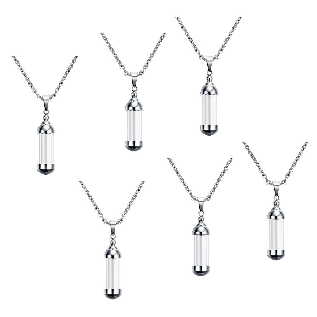 6 Pieces Urn Necklace for Ashes Hourglass Glass Cremation Jewelry Openable