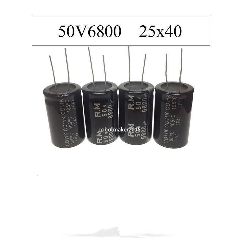 2 Pins 6800uf 6800mfd 50V 25*40 Electrolytic Capacitor For DIY Repair 105℃