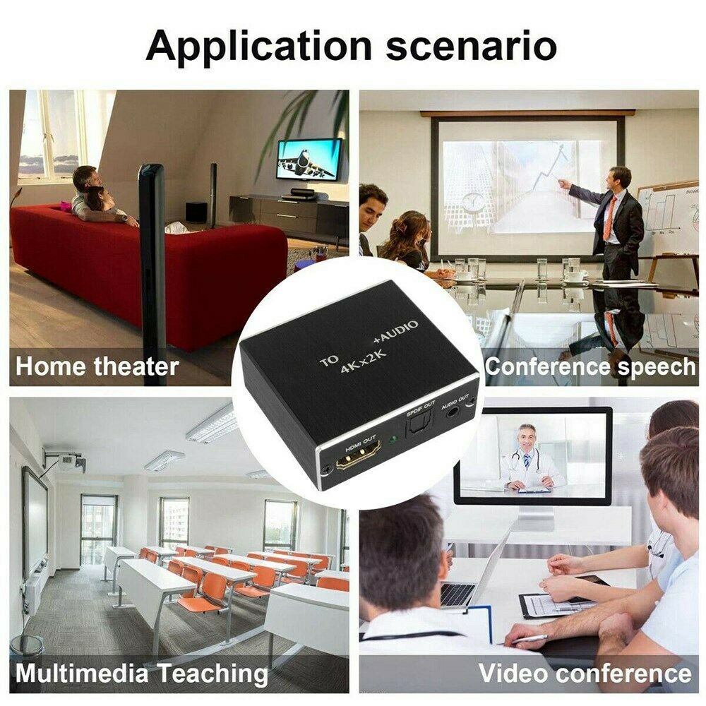 4K HDM to HDM and Optical TOSLINK SPDIF 3.5mm Audio Extractor Converter CN
