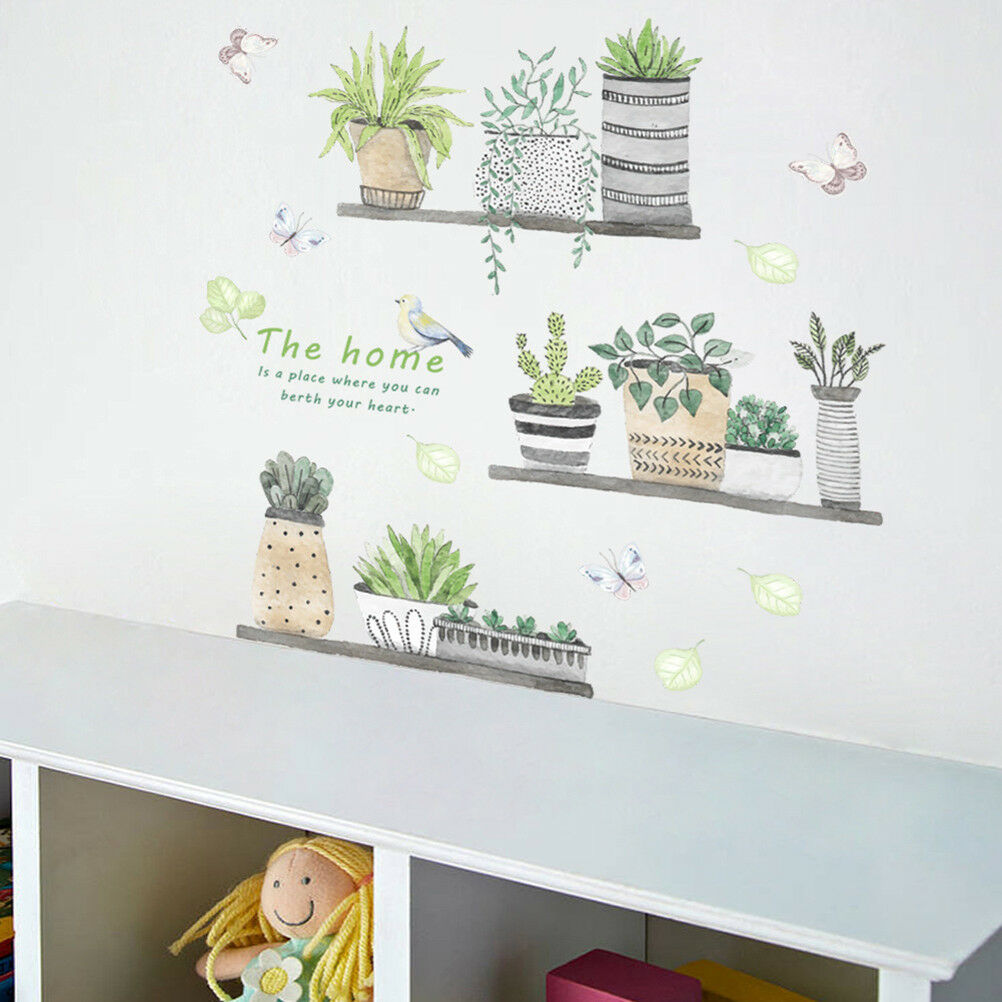 garden plant bonsai flower butterfly wall stickers home decor room kitc Qx