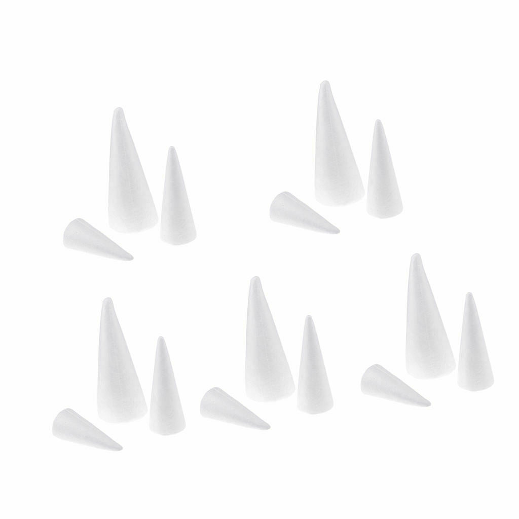 15Pcs Cone Shaped Styrofoam Foam Ornaments For Handmade DIY Modelling Crafts