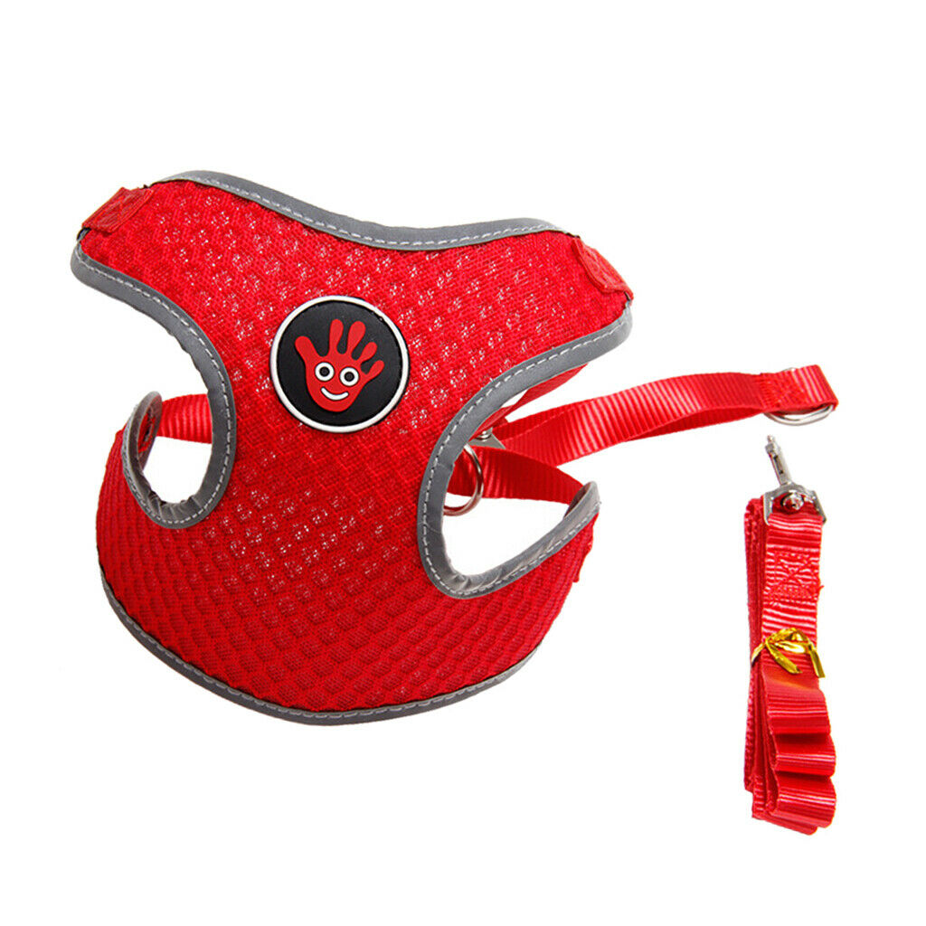 Breathable Dog Vest Harness Pet Outdoor Traction Rope For Cat Dog Red S