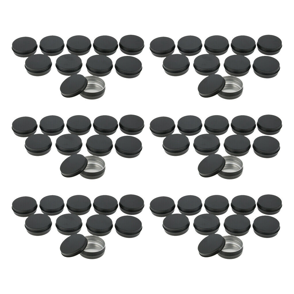 60pcs Mini Metal Tin Jars Screw Top Cans Food Candle Box with Lids Black