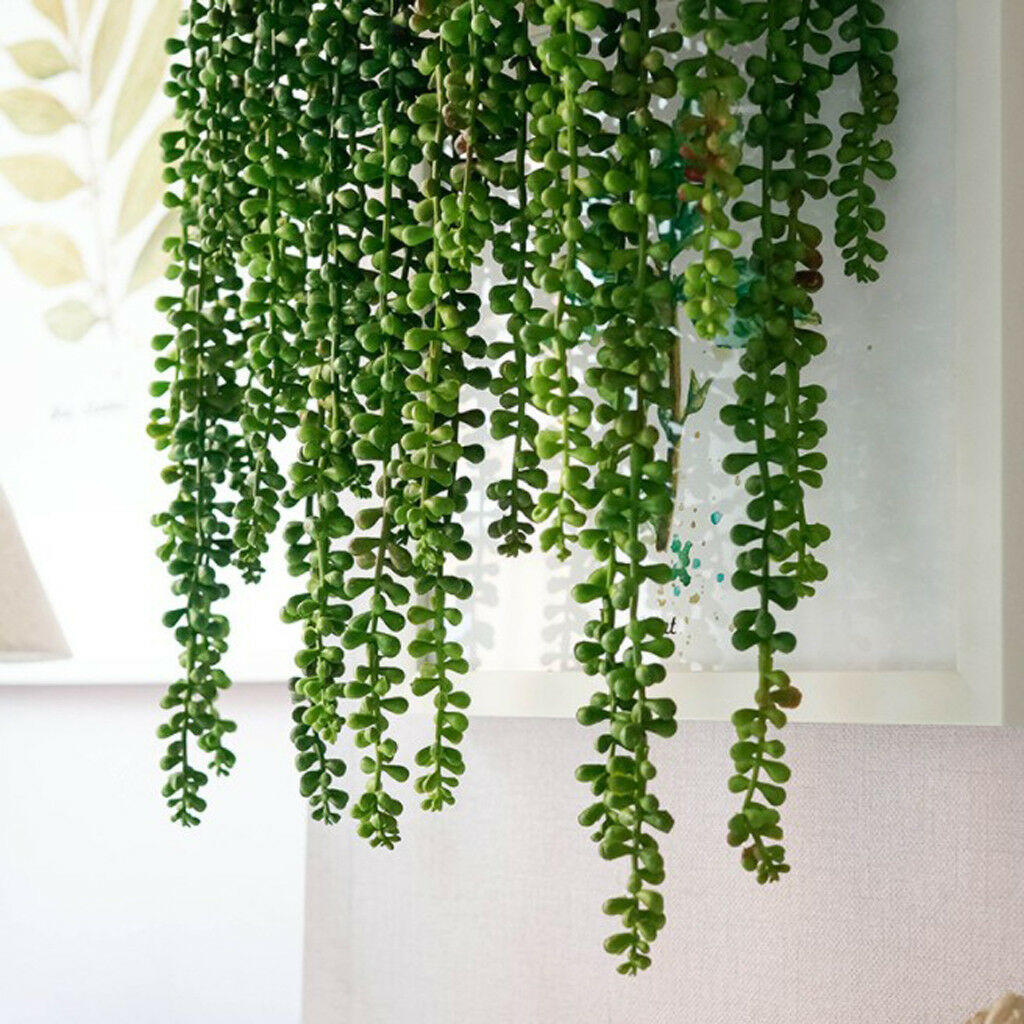 4x Artificial Hanging Plants Succulents String of Pearls Basketplant Decor
