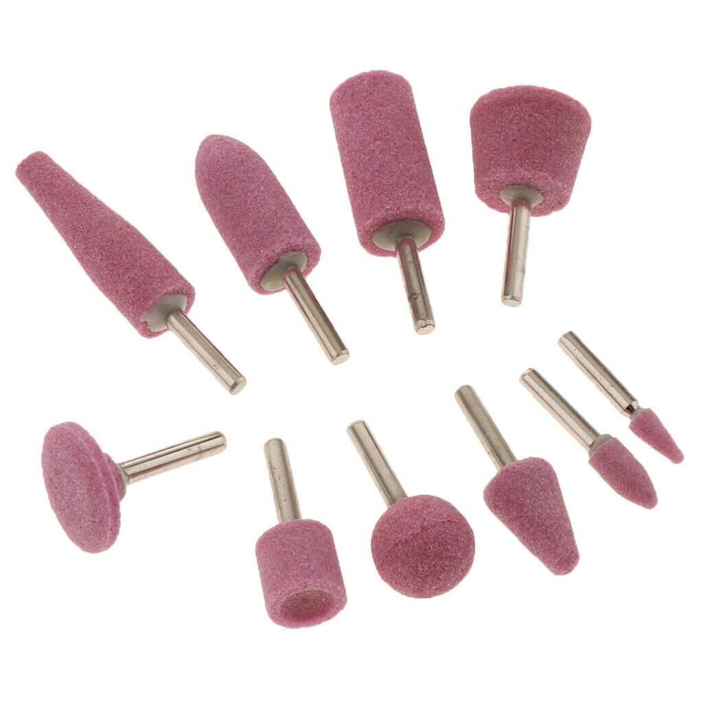 10 Pieces Wool Felt Mounted Mandrel Set, 10 Shaped Grinding Head Buffing Bits,