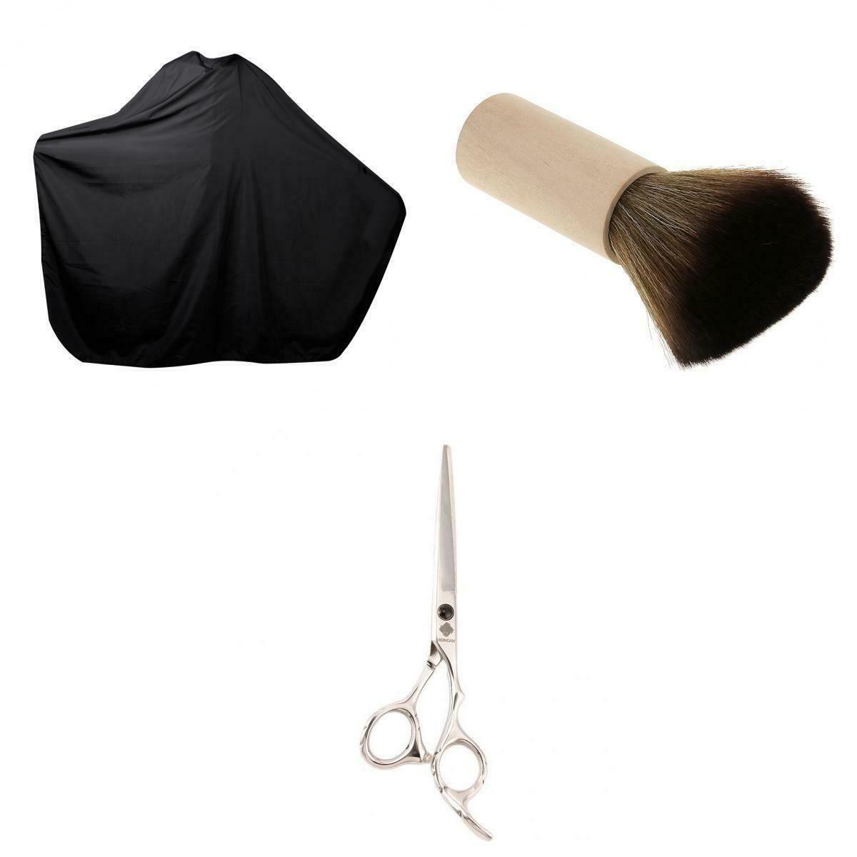 Hairdresser Cutting Scissors Shears + Neck Duster Brush + Cloak Barber Hair