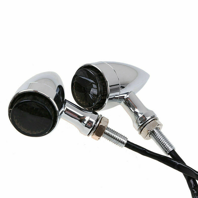 Aluminum Chrome Turn Signal Light M10 Amber Indicator 10mm Bolt Motorcycle