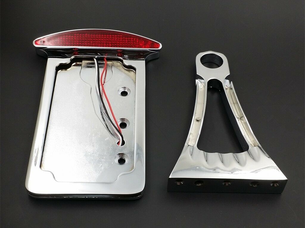LED Side Axle License Plate Bracket Tail Light CB750 XS650 Retro Cafe Racer VT