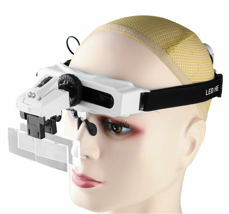LED Headband Magnifying Glass Head Visor Eye Loupe Watch Clock Repair Magnifier