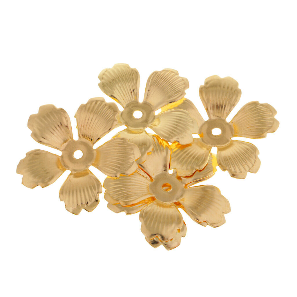 30pcs Metal Golden Hollow End Flower Bead Caps 32mm DIY Jewelry Findings