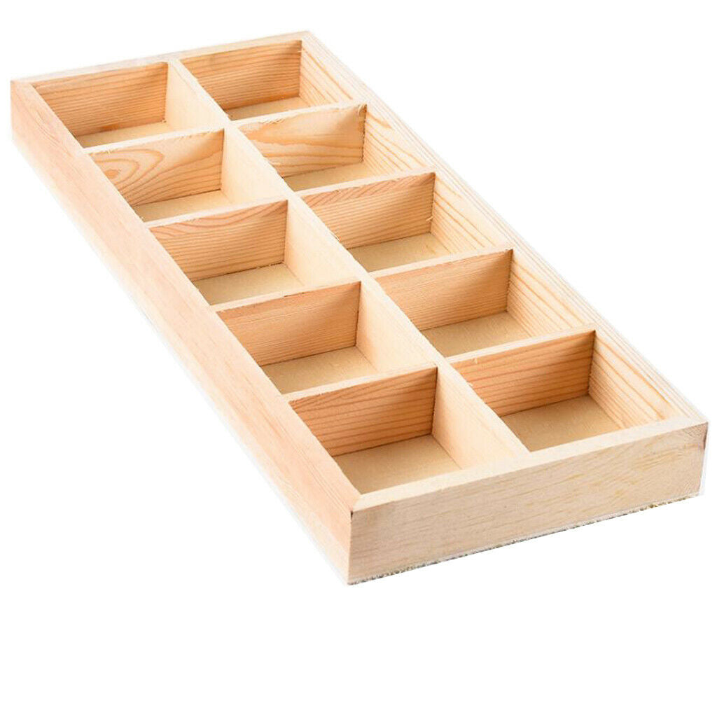 2pcs 10 Grid Wooden Succulent Planter Stylish Plant Flowerpot Flower Pot Tray
