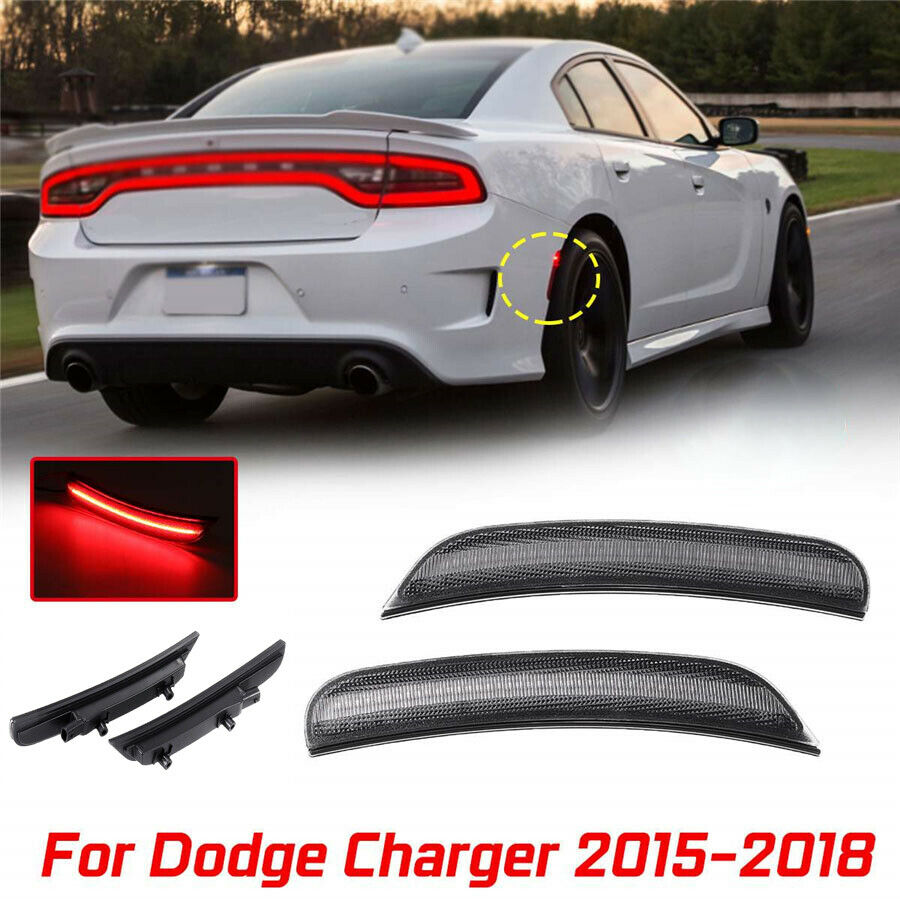 4Pcs LED Side Marker Lights Front Rear Lamps Smoked For Dodge Charger 2015-2018