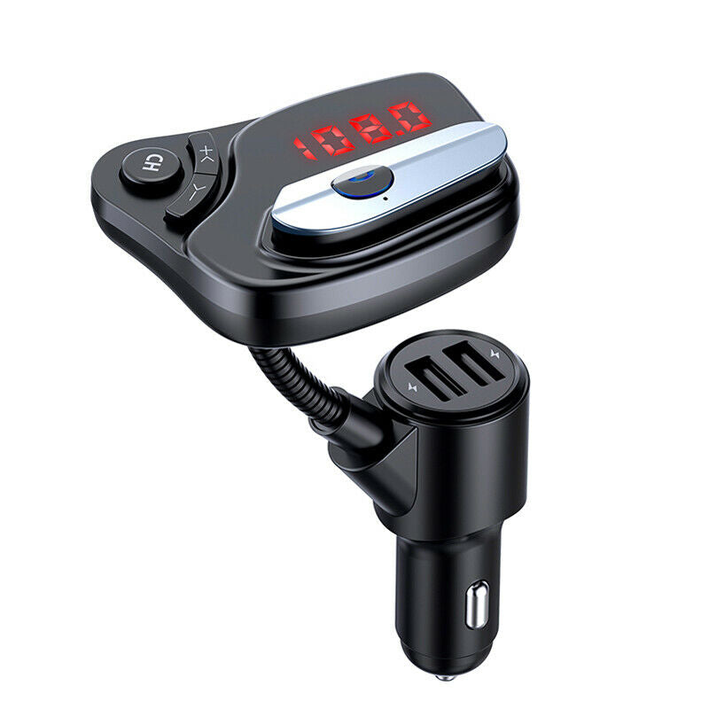 12V/24V Car SUV Charger Socket Dual USB Port Fast Charging w/ Bluetooth Earphone