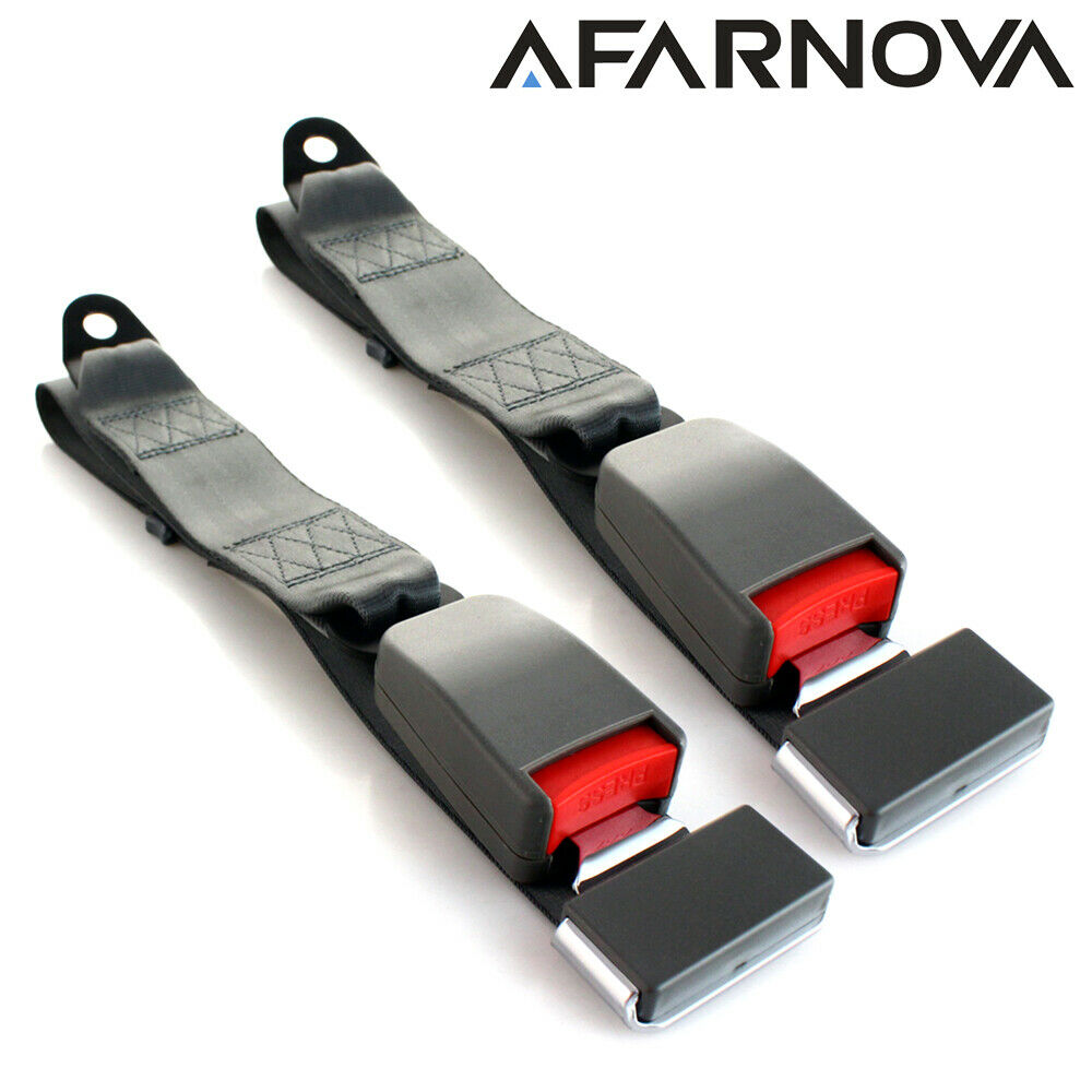 1Pair 2pt Fixed Harness Seat Belt Lap Strap Adjustable Clip Safety Belt Grey