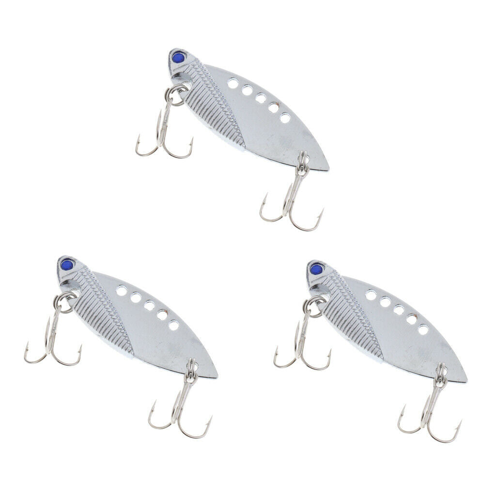 3Pcs VIB Metal Fishing Lure Crankbait 5cm/10g Bass Baits Hook Spoon Wobbler