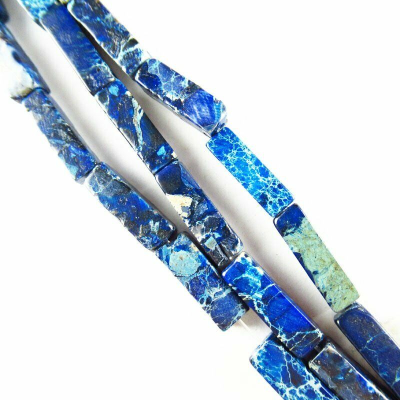 14x4mm Royal Blue Man-made Sea Sediment Jasper Oblong Loose Bead 15.5 " 587DHS