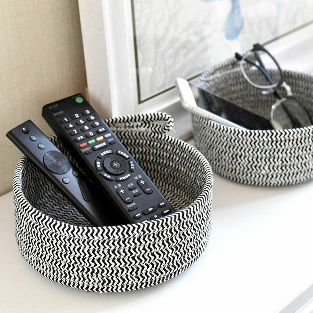 2 Pieces Round Small Woven Baskets Set for Vegetable Bathroom Color Mixing