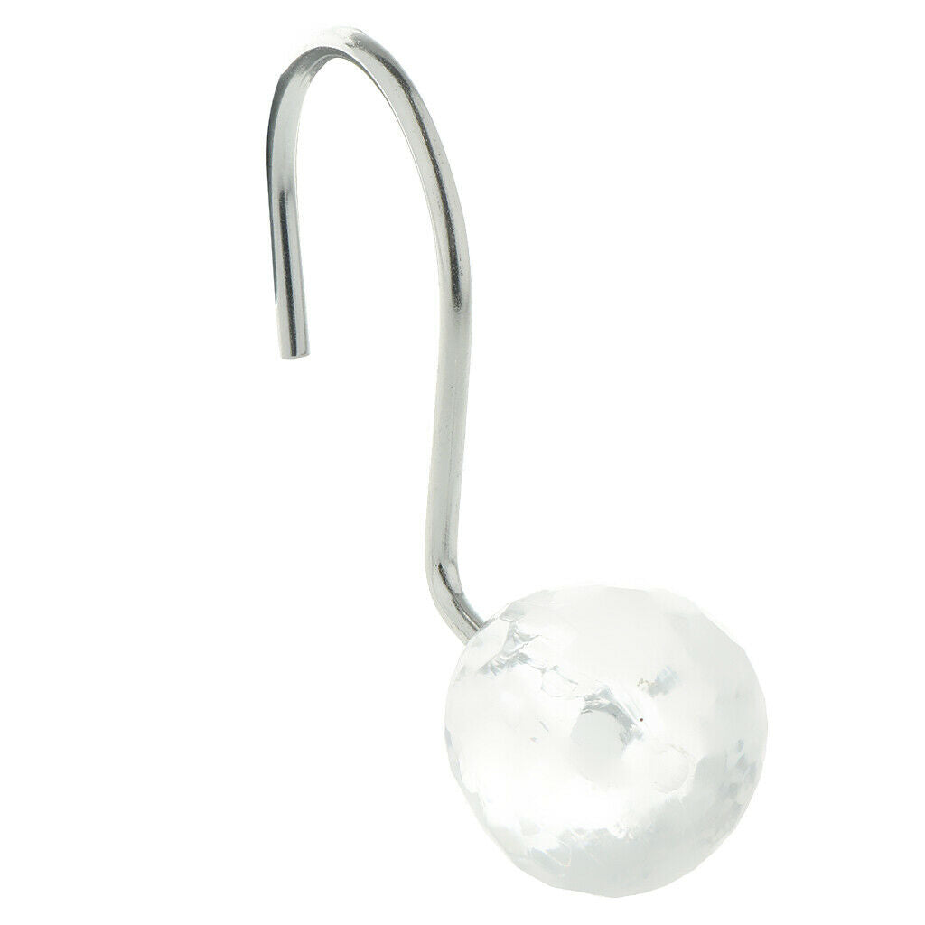 Acrylic Ball Curtain Hooks Rings Rustproof Metal Hook   for Shower Curtains /