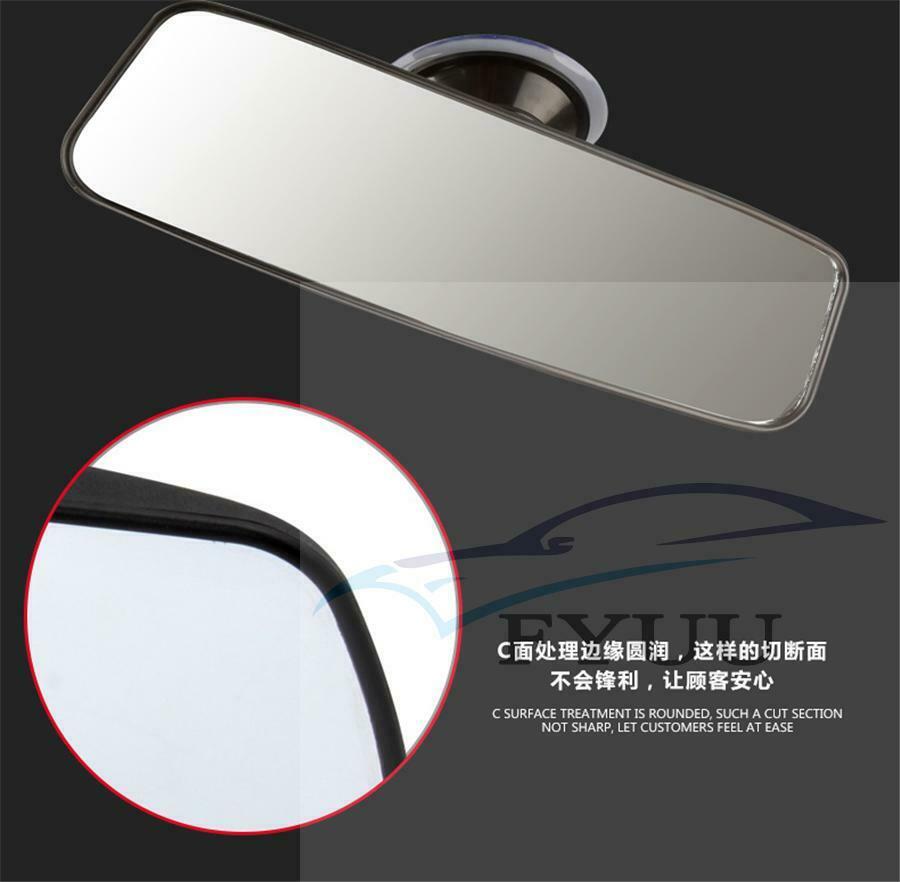 Car Auto Wide Flat Interior Rear View Mirror Suction Clip On Rearview Universal