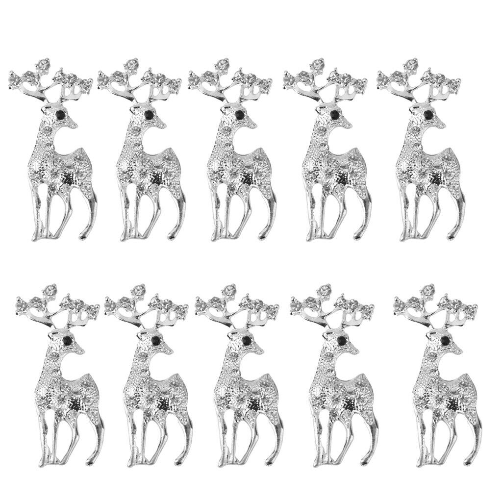 10pcs Xmas Decor Flatback Crystal Reindeer Scrapbooking Craft Embellishments