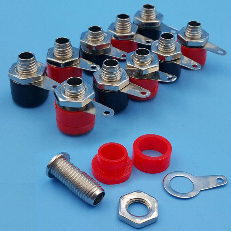 10pcs 4mm Banana Panel Socket Test Probe Binding Post Nut Plug Jack Connectors