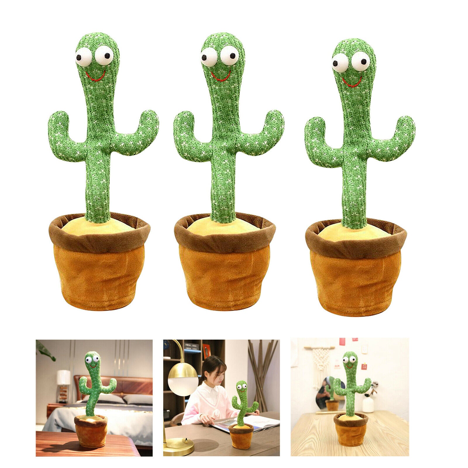 3x   Plush Toys, Electronic Swing Cactus with Singing and Dancing