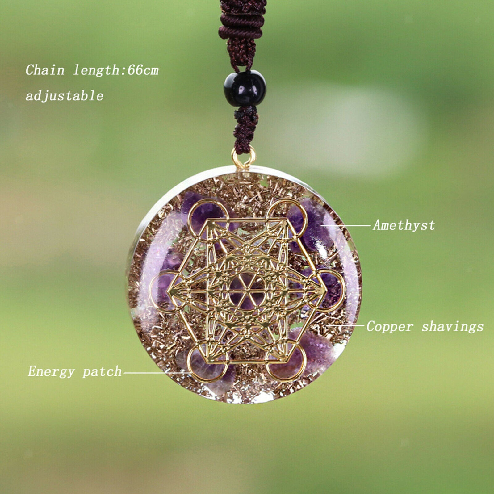Stone Energy Crystal Pendant Necklace Amulet Meditation Relaxation Handcraft