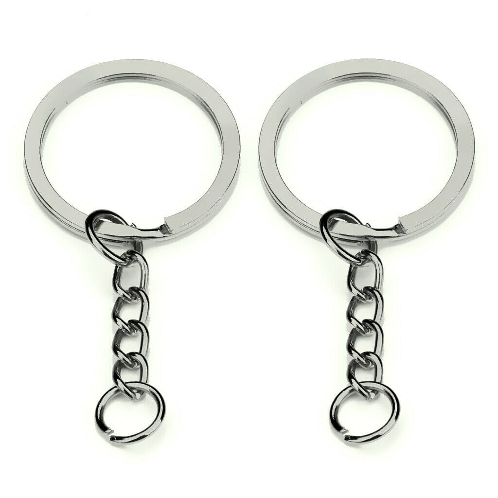 30 Pcs Alloy Split Keyring with Chains 28mm