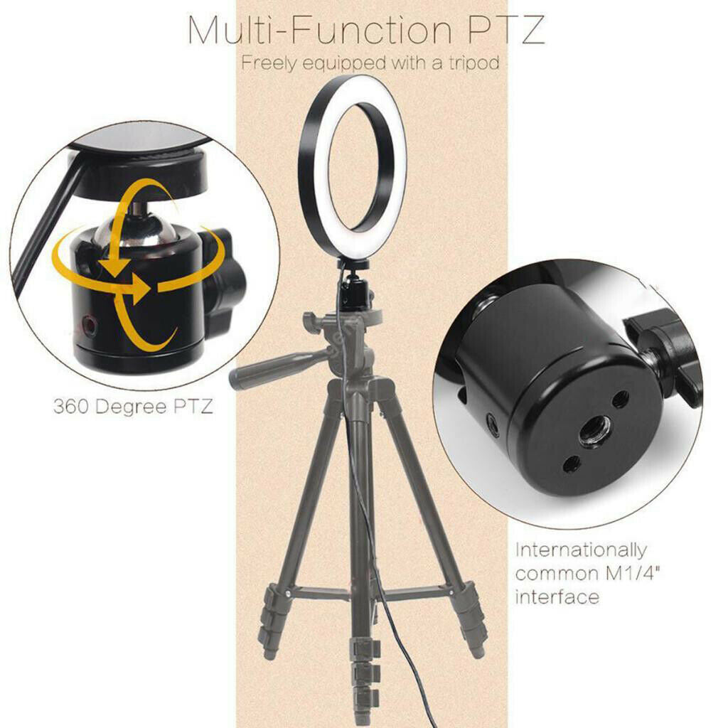 8" Selfie Ring Light for Live Stream/Makeup Desktop Led Camera Ringlight Lamp