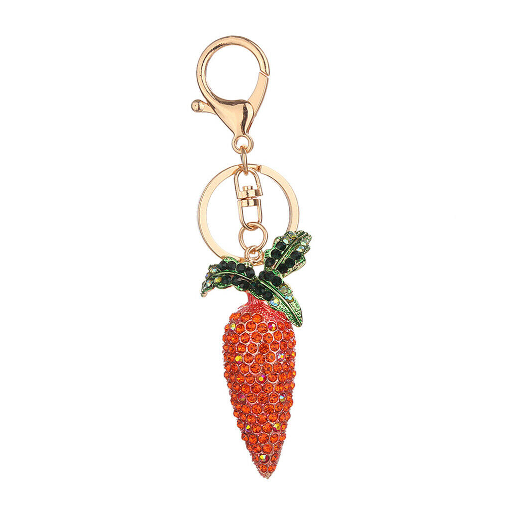 Rhinestone Key Chain Car Key Ring Accessory Crystal Bag Decor Keyring Orange