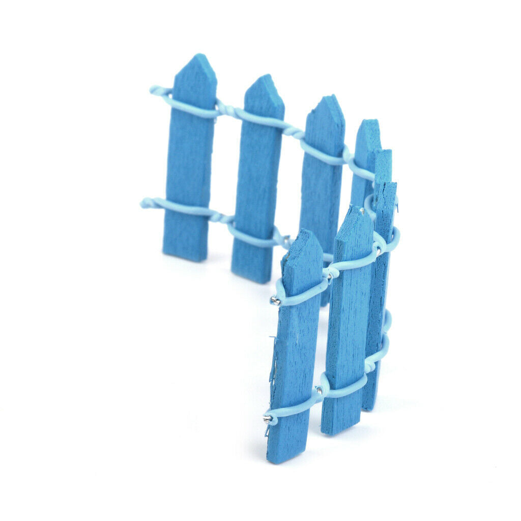 Wooden Mini Fence Moss Landscape Ornaments Accessories Garden Decor Blue