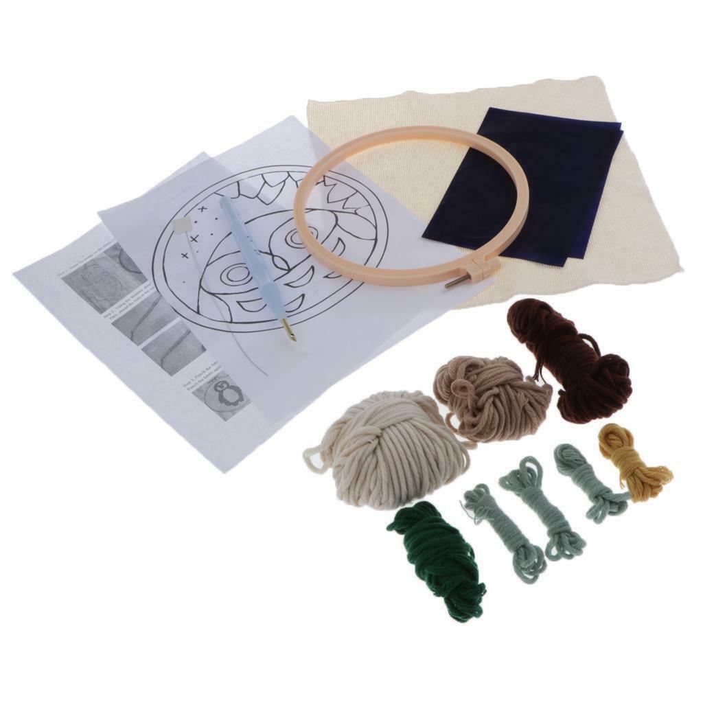 Punch Needle Starter Kit Rug Material 8'' Hoop DIY Stitching Tools Set