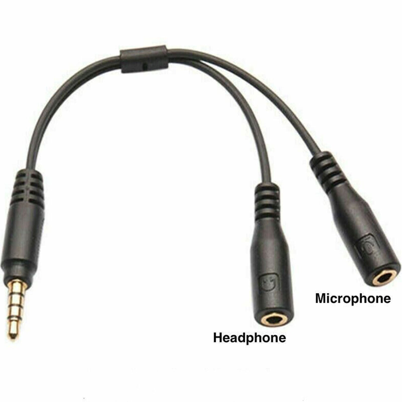3.5mm Stereo Audio Male To 2 Female Headphone Mic Y Splitter Cable Cord Adapter