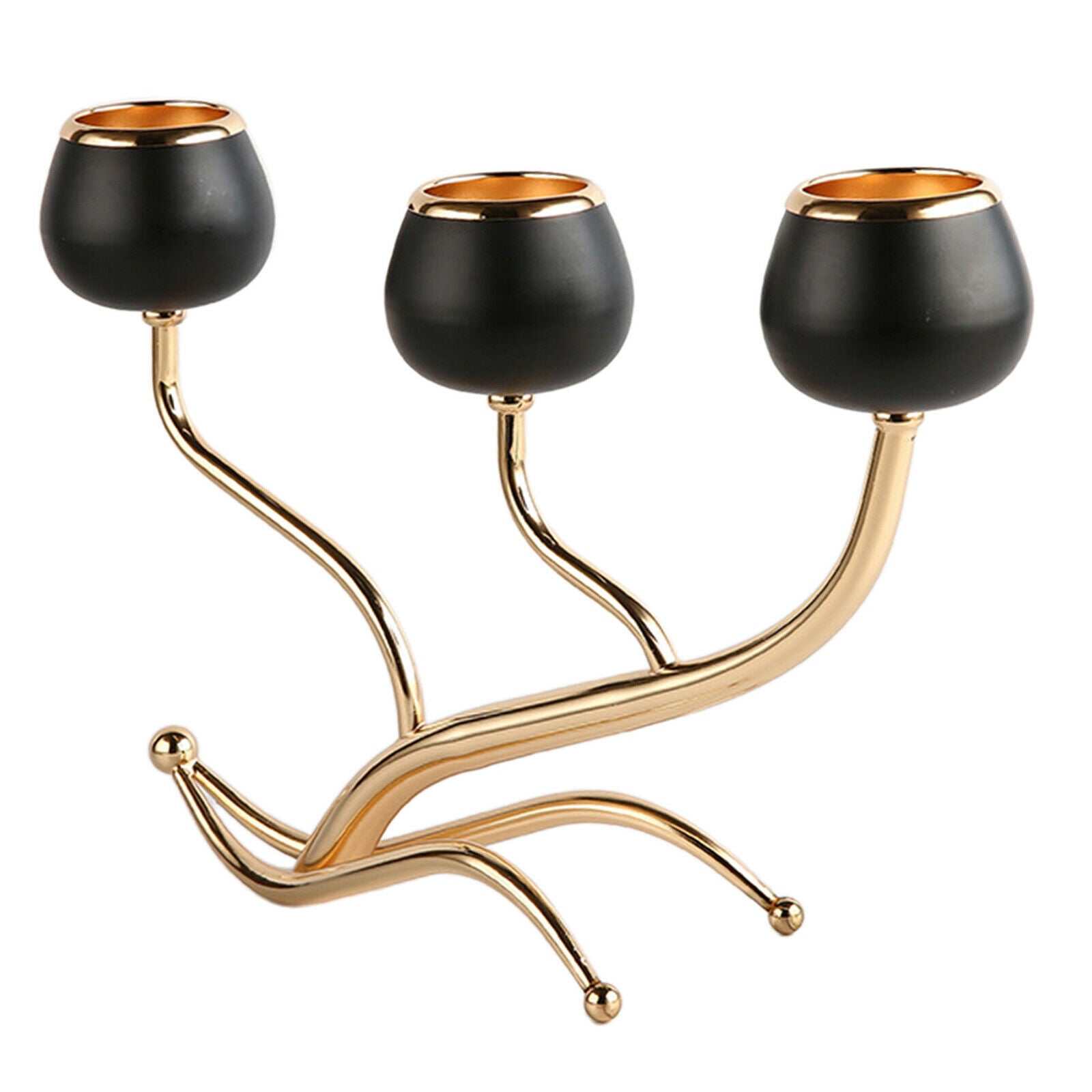Black 3 Arms Candle Holder Home Wedding Tealight Holders Ornament Decoration