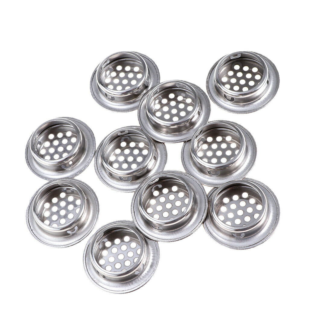 10Pcs Stainless Steel Air Vent Louver Cover Air Fresh for Cabinet-29mm