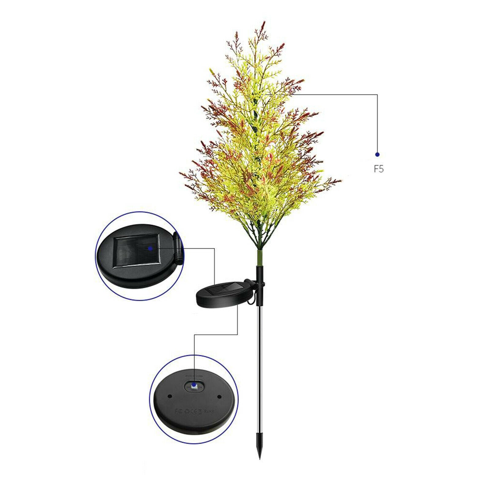 Solar Garden Lights Pine Stake Lights Christmas Party Display Lamp for Patio