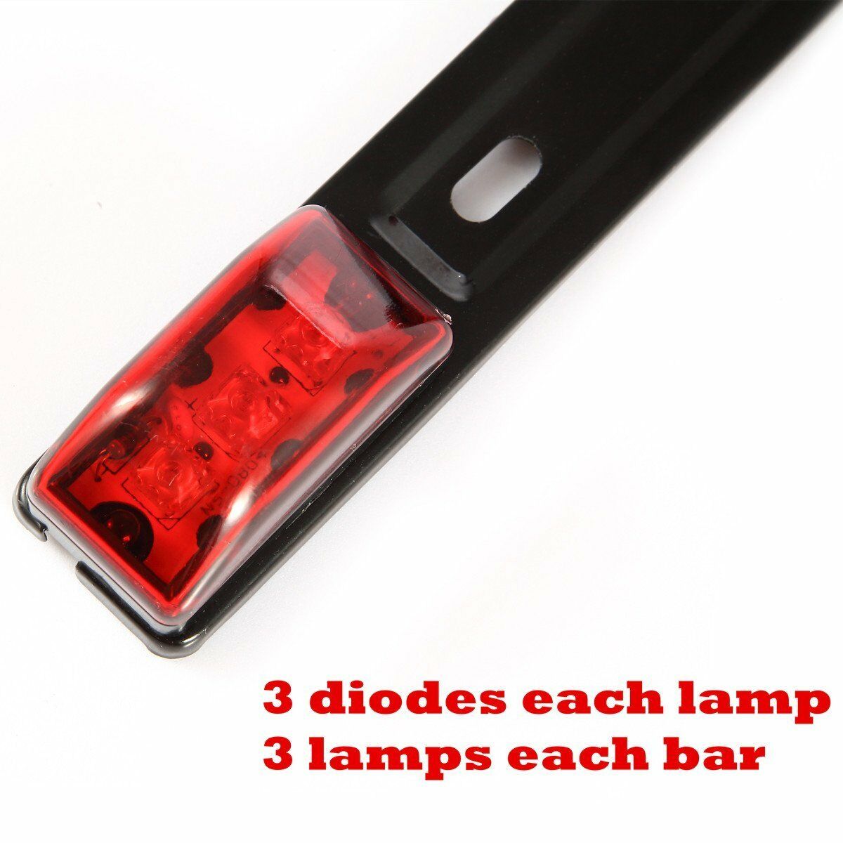 Red 9LED Clearance ID Light Bar Tail Lamp Stainless Steel For Car Truck Trailer