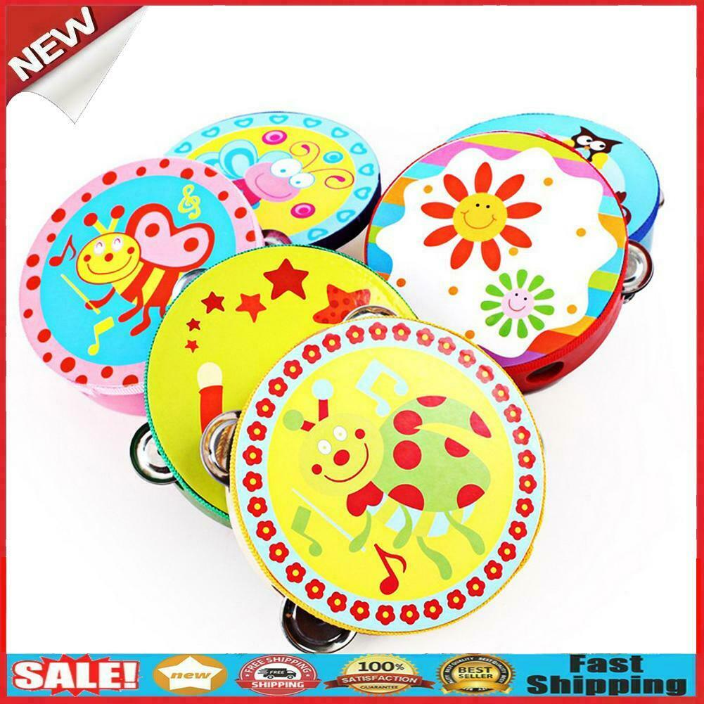 6inch Hand Held Tambourine Drum Colorful Wooden Percussion Kids Baby Musical   @