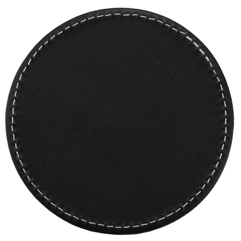 Set of 6 Leather Drink Coasters Round Cup Mat Pad for Home and Kitchen Use BlaZ2