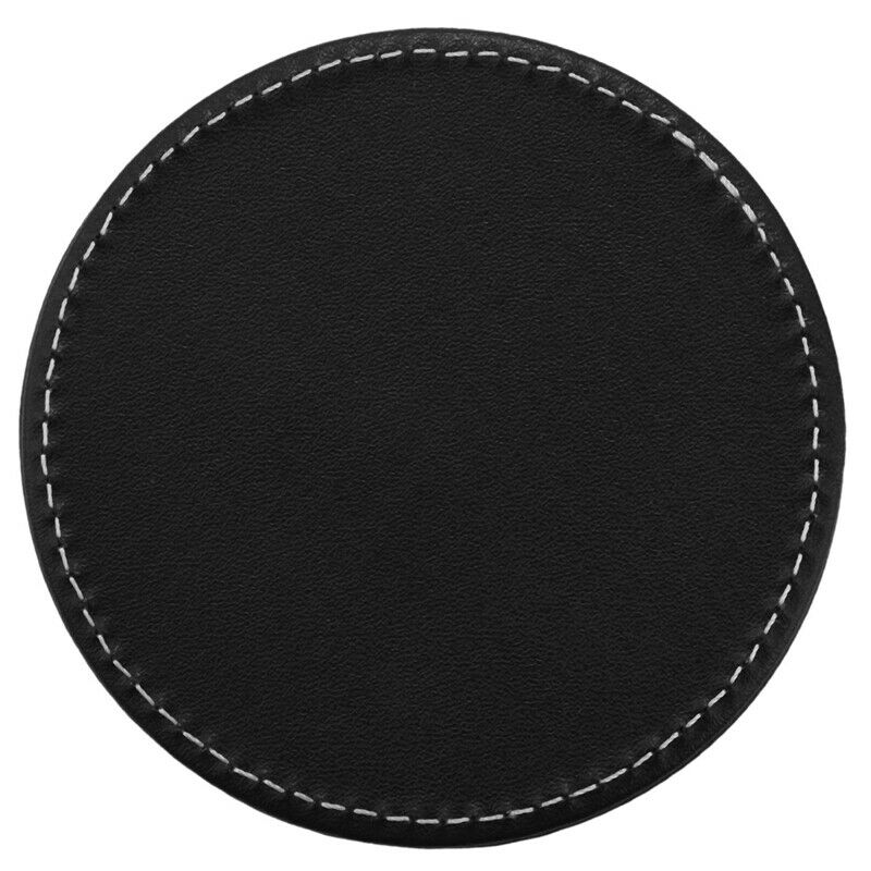 Set of 6 Leather Drink Coasters Round Cup Mat Pad for Home and Kitchen Use BlaZ2