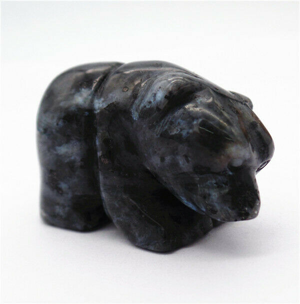 48x30x23mm Natural Black Labradorite Carved Bear Decoration Statue Decor HH7726
