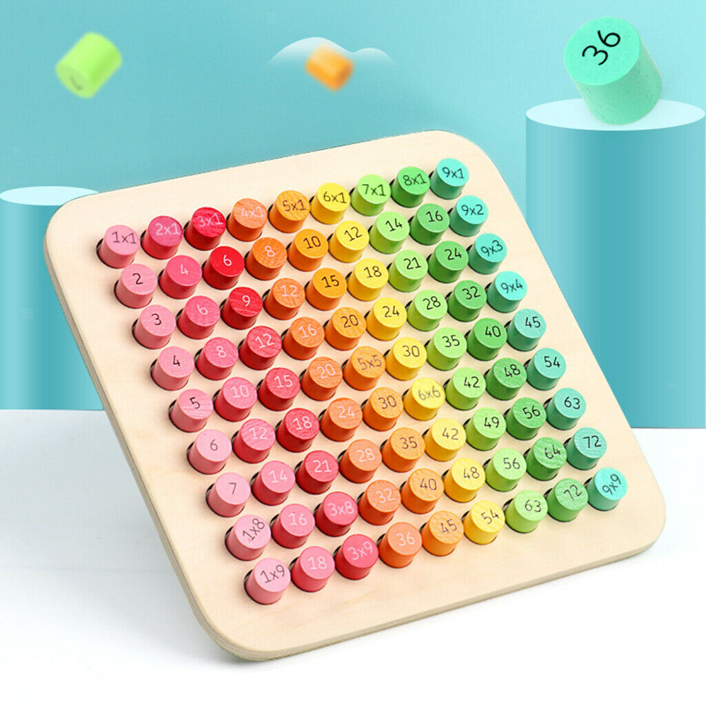 Wooden Math Multiplication Table Board Montessori Keyboard Education Toys
