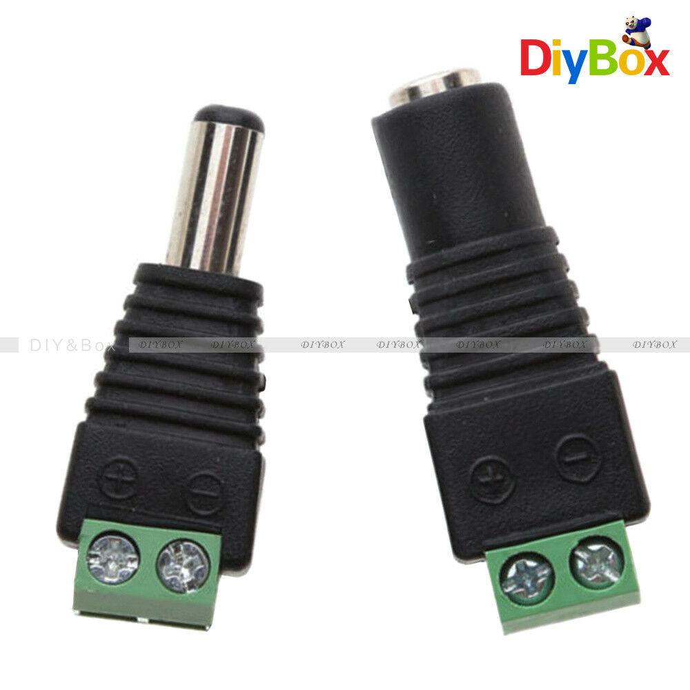 DC 12V 1Pair Male Female Plug Power Jack CCTV Camera Connector Adapter 2.1x5.5mm