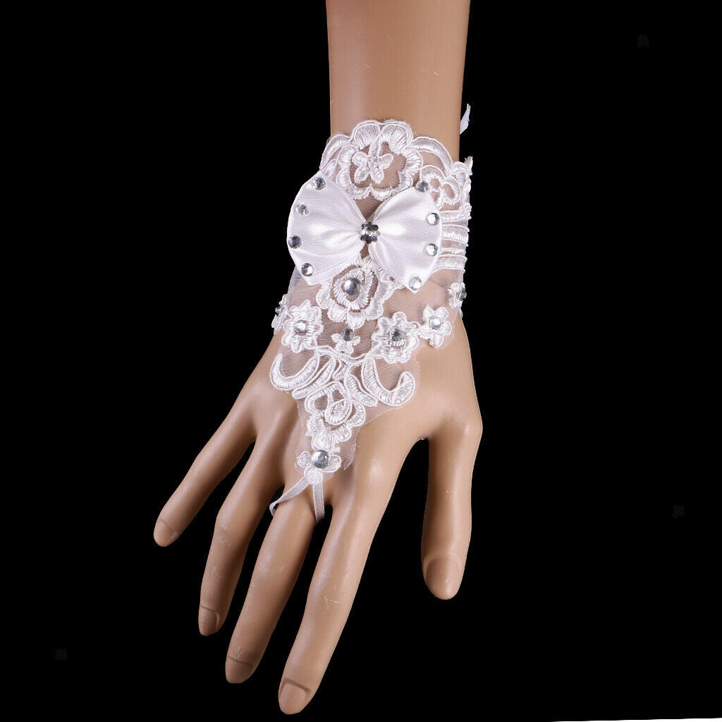 Wedding Lace Bowknot Fingerless Bridal Glove Evening Party Accessory Gloves