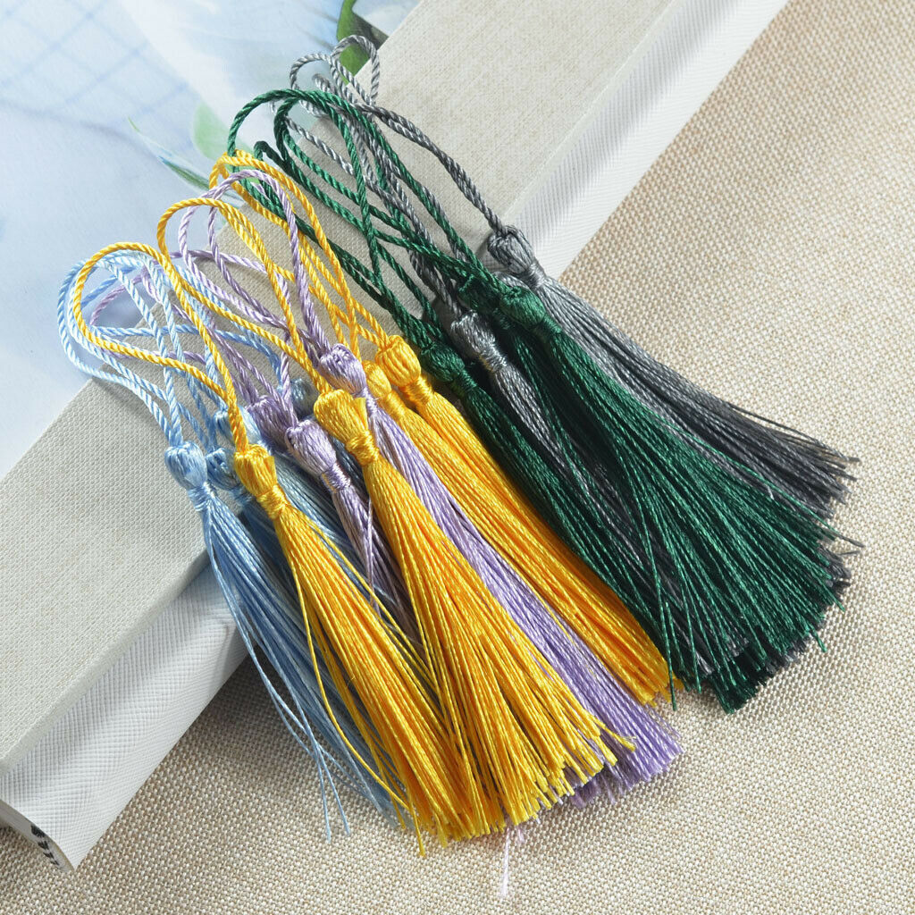 120Pcs Rainbow Mini bookmark Tassel Ribbon Fringe Trim DIY Sewing Craft 14cm