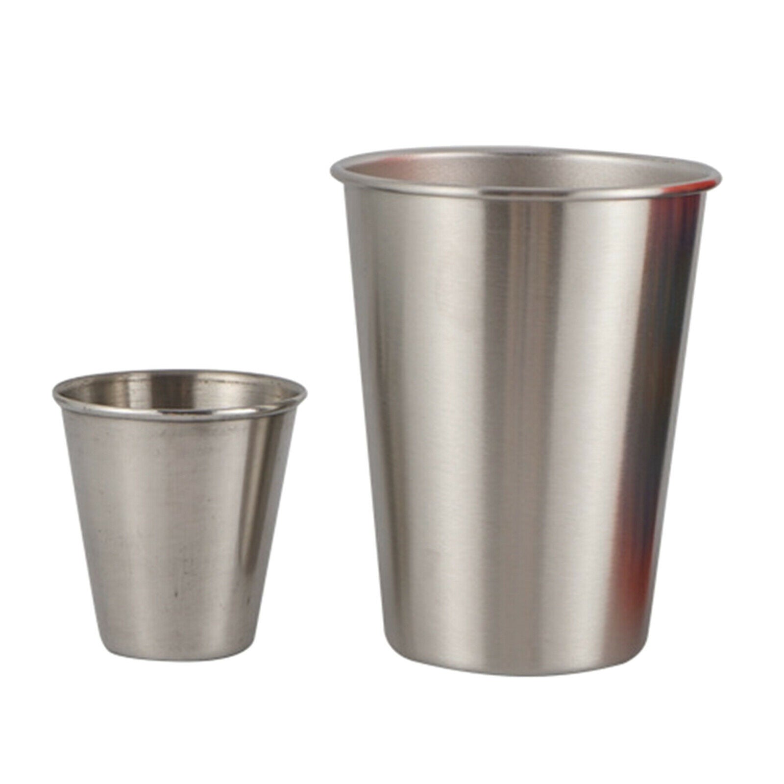 8x Stainless Steel Cup Coffee Drinking Cups Camping Picnic BBQ Pint Cup