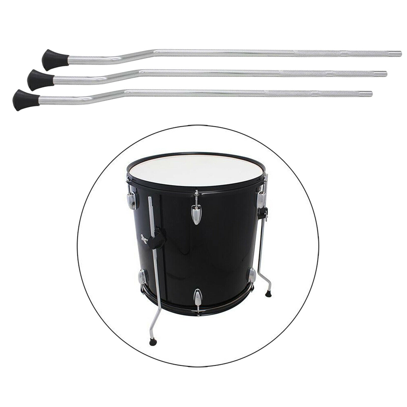 3pcs Floor Tom Drum Legs Rubber Feet Replacement Parts Accessories Metal DIY